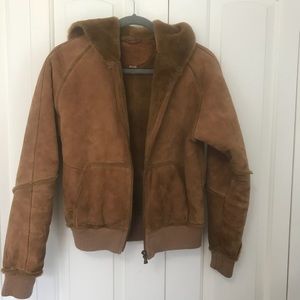 UGG chestnut suede fur lined jacket